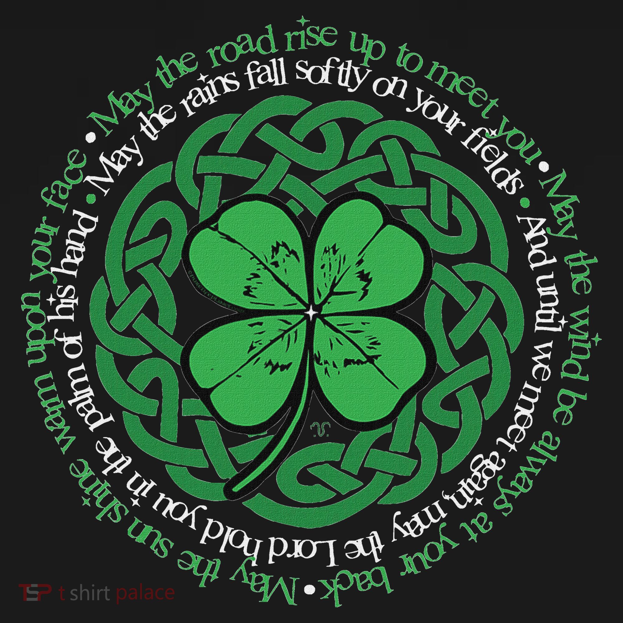 Irish Blessing Celtic Knot & 4 Leaf Clover Luck Version T-Shirt