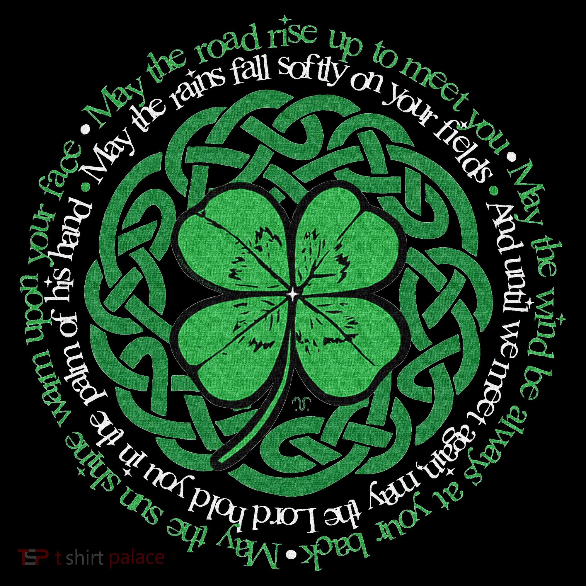 Irish Blessing Celtic Knot & 4 Leaf Clover Luck Version Bucket Hat