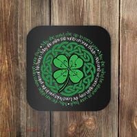 Irish Blessing Celtic Knot & 4 Leaf Clover Luck Version Coaster thumb 0