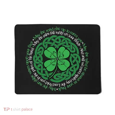Irish Blessing Celtic Knot & 4 Leaf Clover Luck Version Mousepad