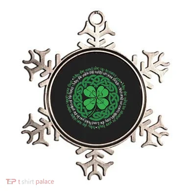 Irish Blessing Celtic Knot & 4 Leaf Clover Luck Version Ornament