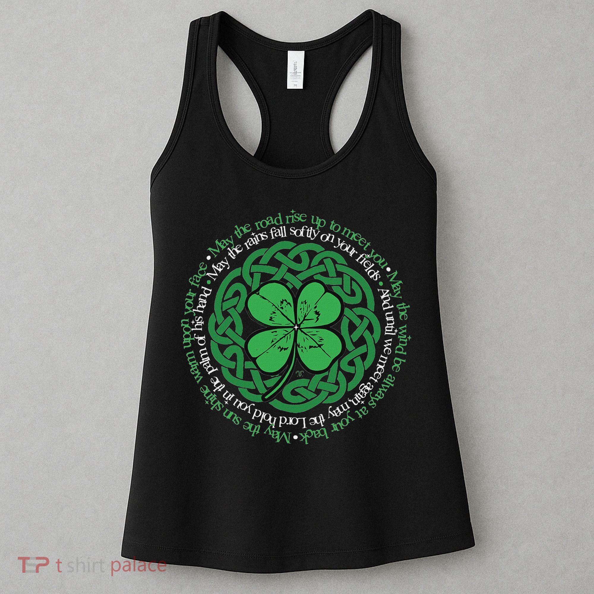 Irish Blessing Celtic Knot & 4 Leaf Clover Luck Version Women's Tank Top