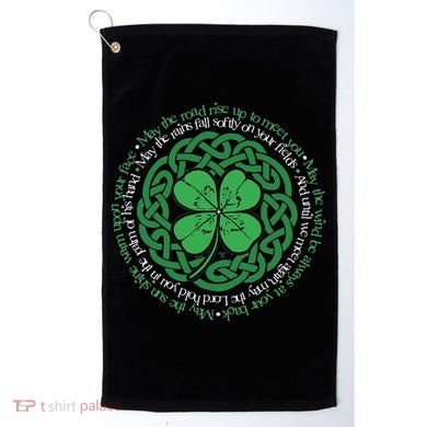 Irish Blessing Celtic Knot & 4 Leaf Clover Luck Version Golf Towel