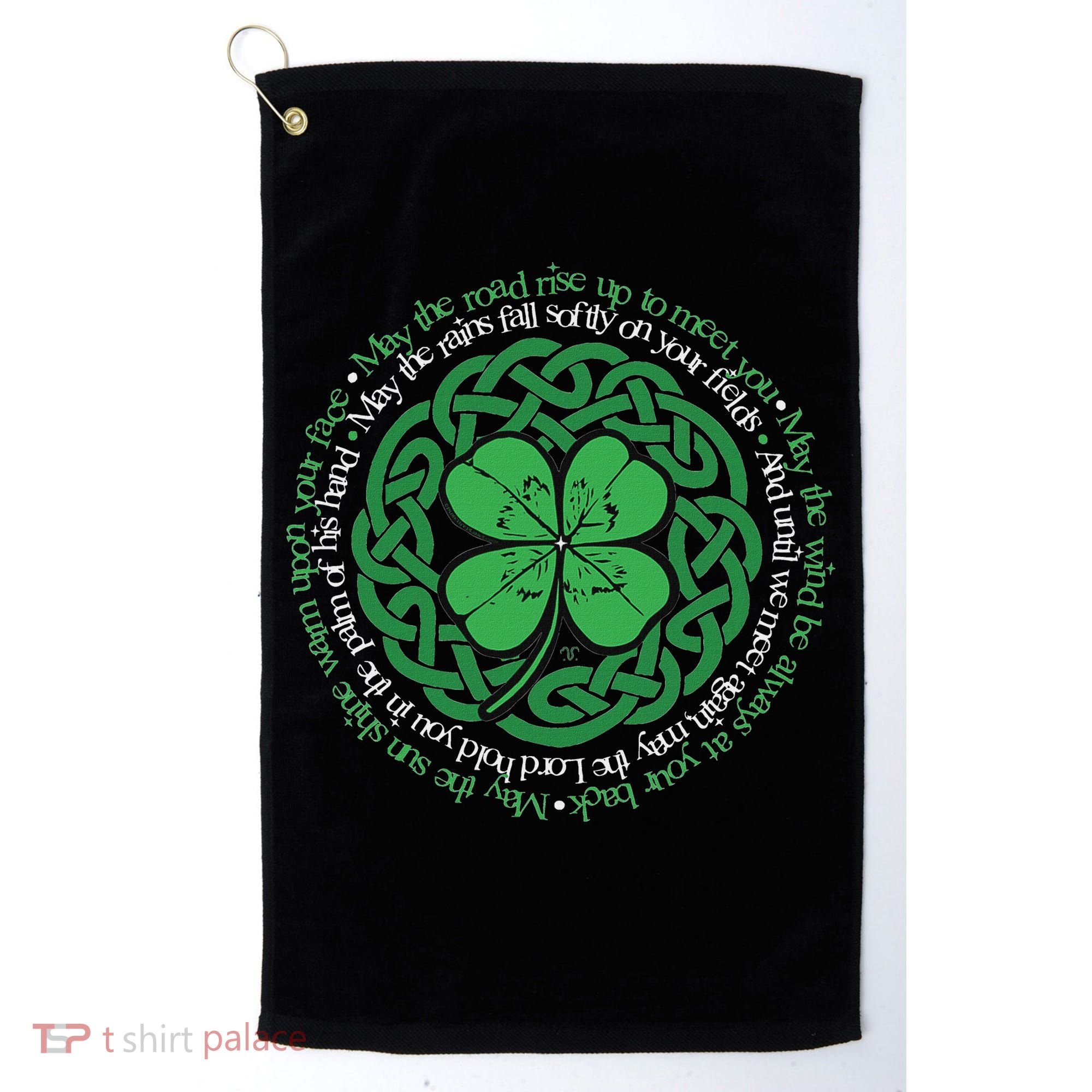 Irish Blessing Celtic Knot & 4 Leaf Clover Luck Version Golf Towel