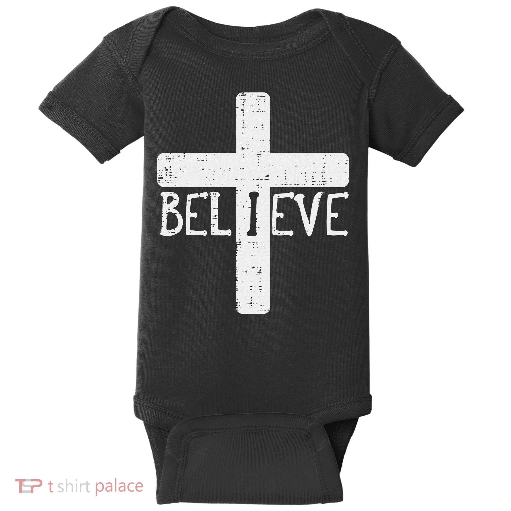 I Believe Cross God Jesus Faith Christian Baby Bodysuit