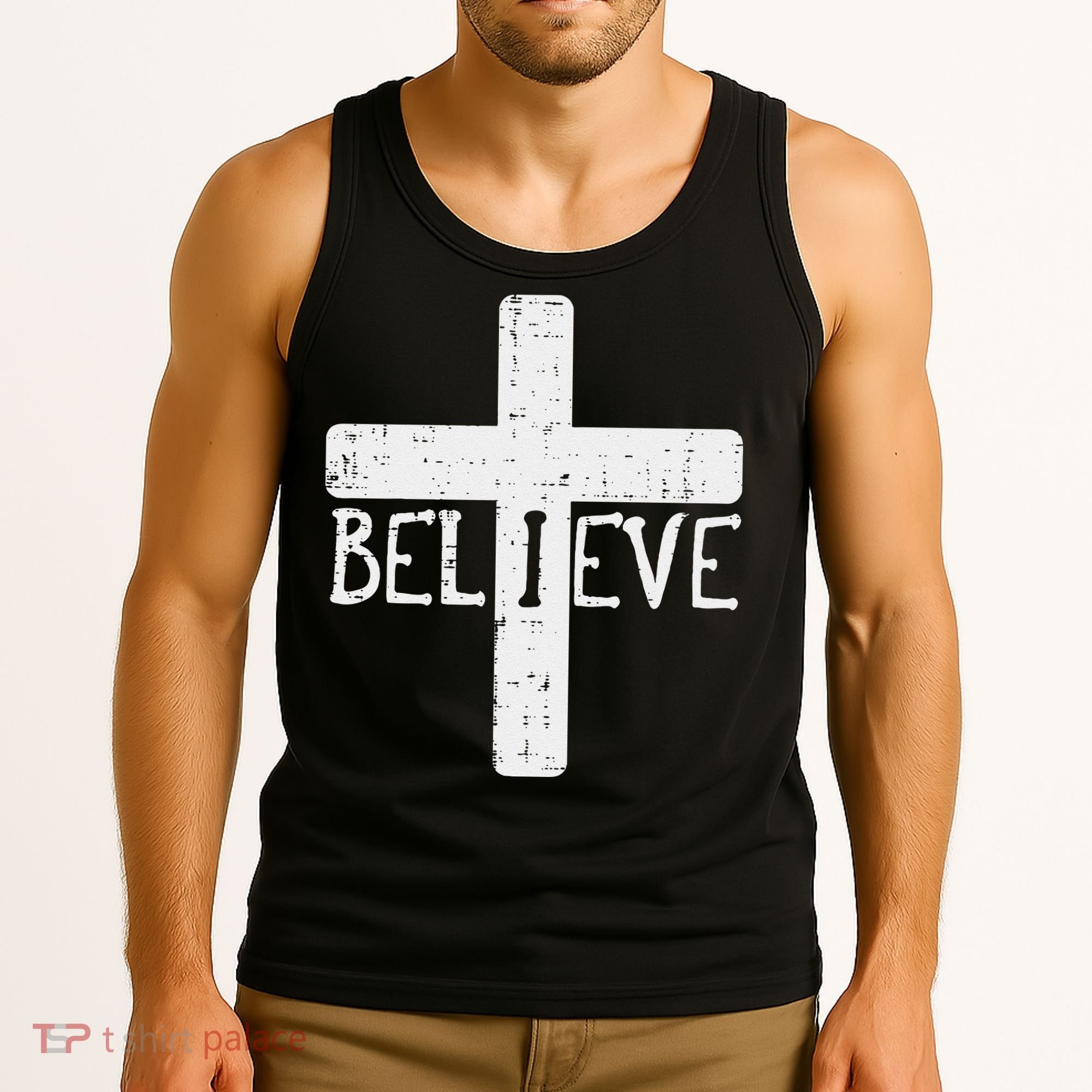 I Believe Cross God Jesus Faith Christian Tank Top