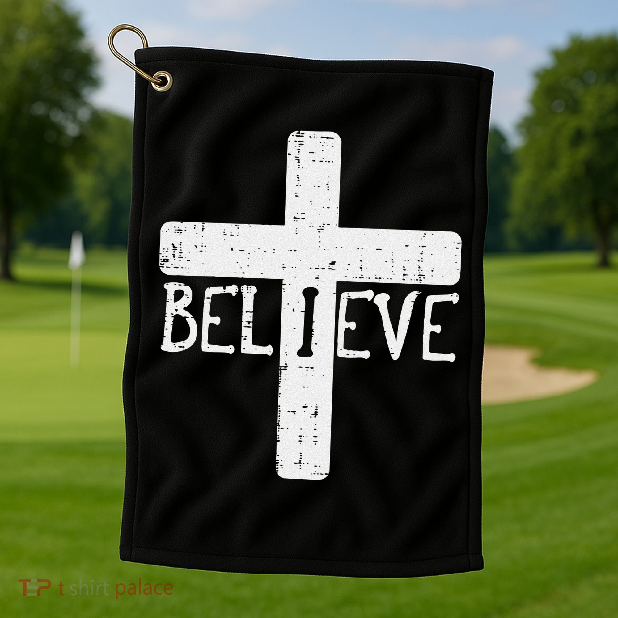 I Believe Cross God Jesus Faith Christian Golf Towel