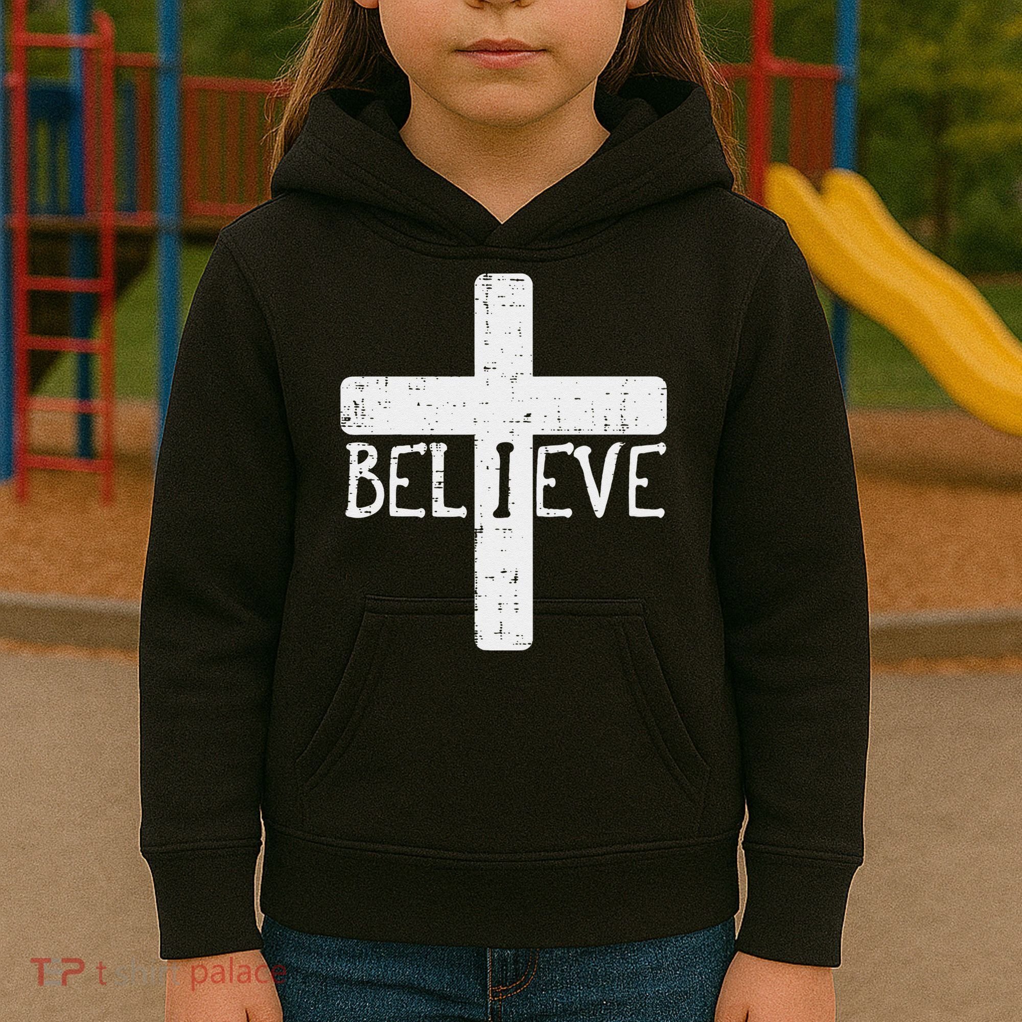 I Believe Cross God Jesus Faith Christian Kids Hoodie