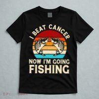 I Beat Cancer Now IM Going Fishing Vintage Sunset Survivor T-Shirt thumb 5