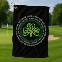Irish Blessing Celtic Knot Patrick’s Day Shamrock Clover Golf Towel thumb 1