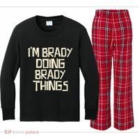 IM Brady Doing Brady Things Kids Long Sleeve Plaid Pajama Set thumb 0