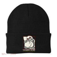 ILl Be Damned If I Die Sober Japanese Funny Skeleton Beanie thumb 0