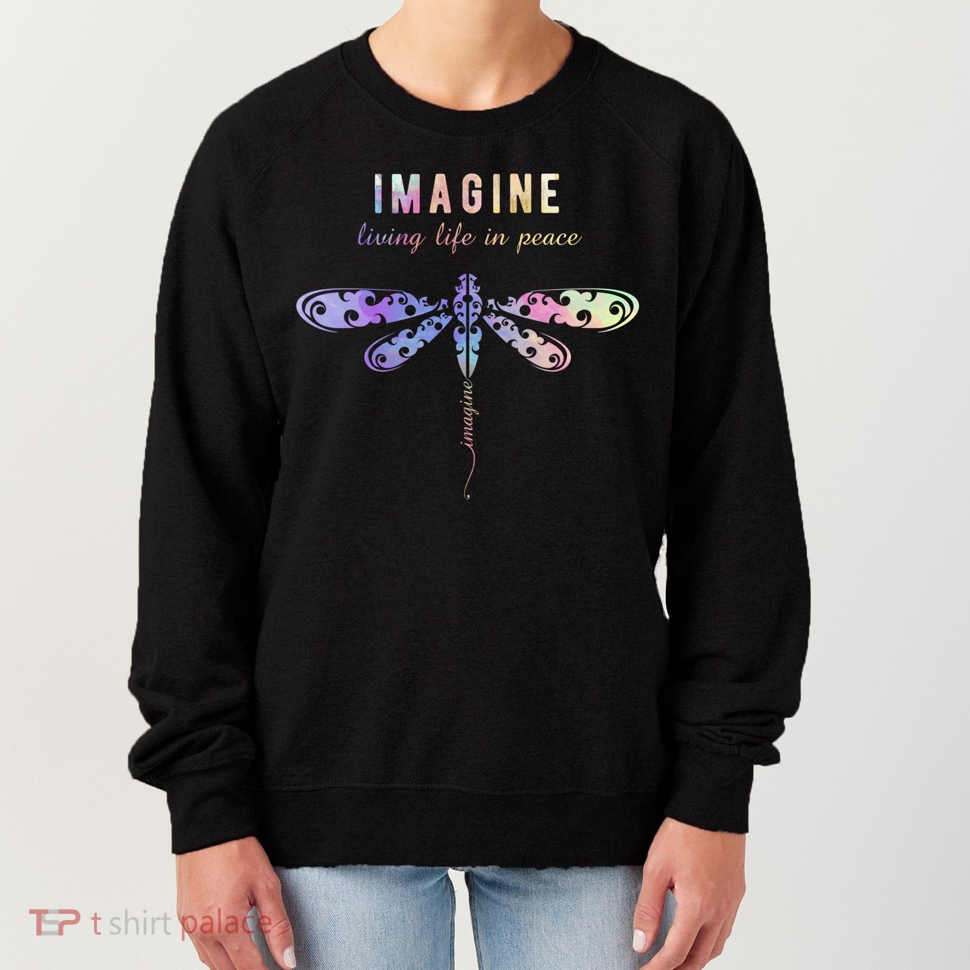 Imagine Boho Dragonfly Tee 60s 70s Retro Groovy Hippy Vibes Funny Gift Women's Sweatshirt