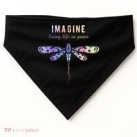 Imagine Boho Dragonfly Tee 60s 70s Retro Groovy Hippy Vibes Funny Gift USA-Made Doggie Bandana thumb 0