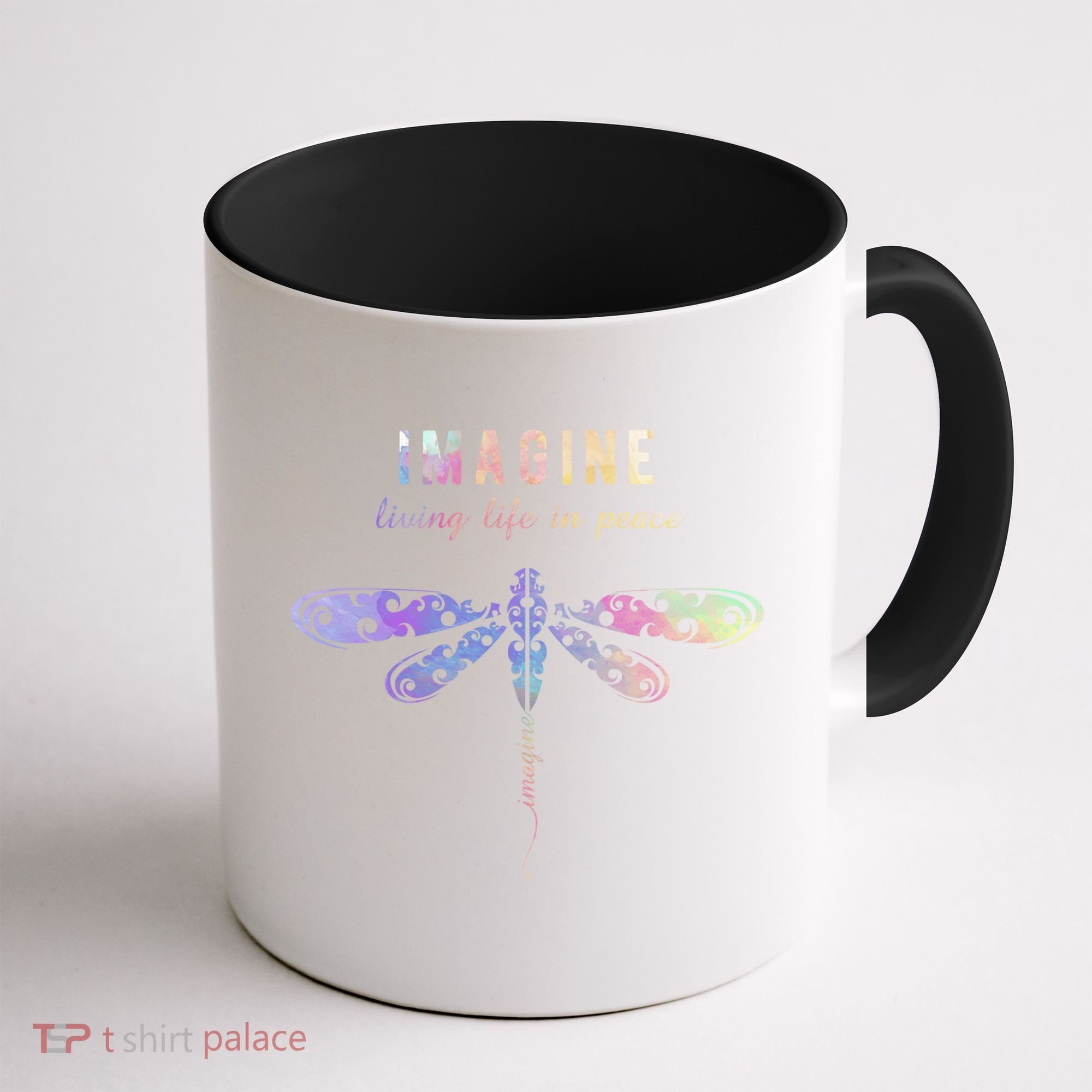 Imagine Boho Dragonfly Tee 60s 70s Retro Groovy Hippy Vibes Funny Gift Coffee Mug