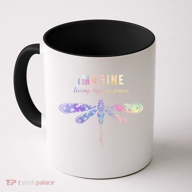 Imagine Boho Dragonfly Tee 60s 70s Retro Groovy Hippy Vibes Funny Gift Coffee Mug