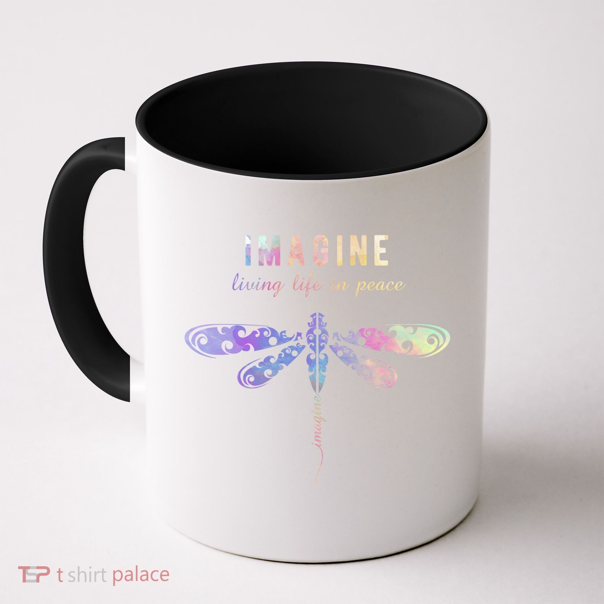 Imagine Boho Dragonfly Tee 60s 70s Retro Groovy Hippy Vibes Funny Gift Coffee Mug