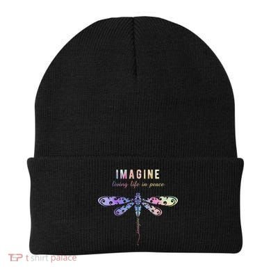 Imagine Boho Dragonfly Tee 60s 70s Retro Groovy Hippy Vibes Funny Gift Beanie