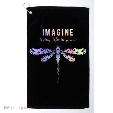 Imagine Boho Dragonfly Tee 60s 70s Retro Groovy Hippy Vibes Funny Gift Golf Towel