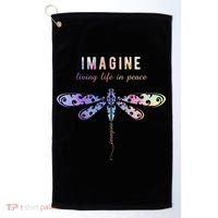 Imagine Boho Dragonfly Tee 60s 70s Retro Groovy Hippy Vibes Funny Gift Golf Towel thumb 0