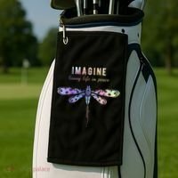 Imagine Boho Dragonfly Tee 60s 70s Retro Groovy Hippy Vibes Funny Gift Golf Towel thumb 2