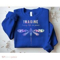 Imagine Boho Dragonfly Tee 60s 70s Retro Groovy Hippy Vibes Funny Gift Sweatshirt thumb 2