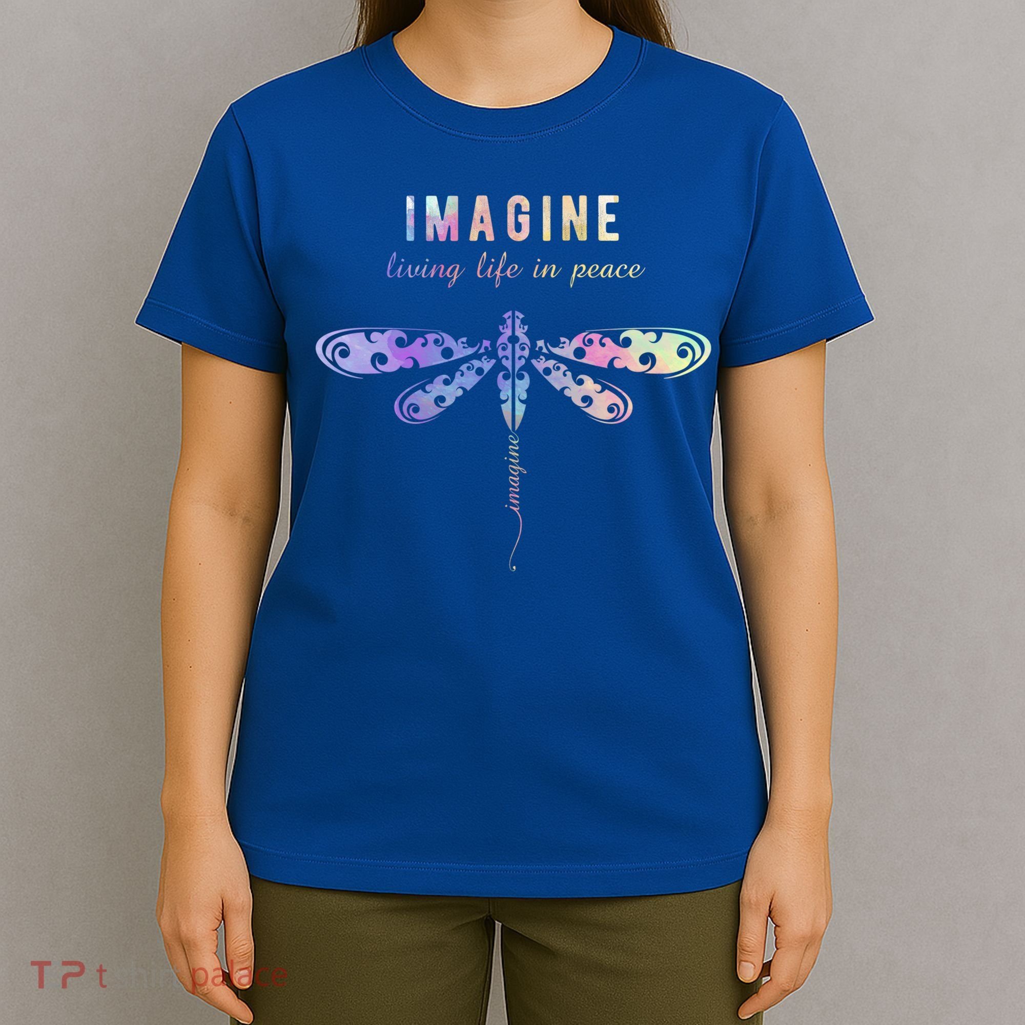 Imagine Boho Dragonfly Tee 60s 70s Retro Groovy Hippy Vibes Funny Gift T-Shirt