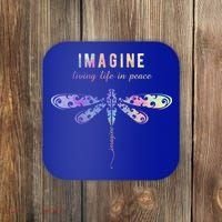 Imagine Boho Dragonfly Tee 60s 70s Retro Groovy Hippy Vibes Funny Gift Coaster thumb 0