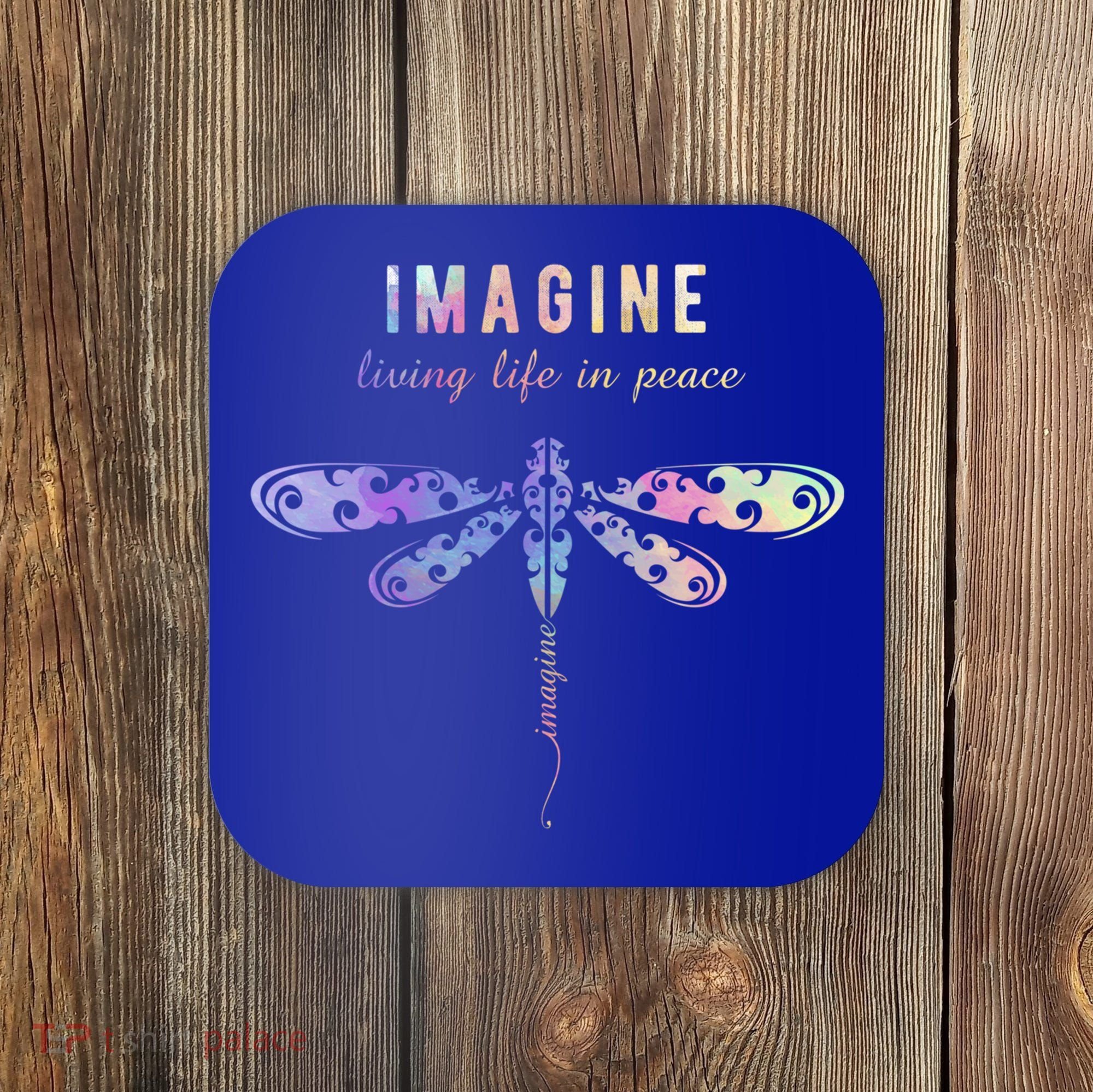 Imagine Boho Dragonfly Tee 60s 70s Retro Groovy Hippy Vibes Funny Gift Coaster