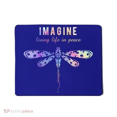 Imagine Boho Dragonfly Tee 60s 70s Retro Groovy Hippy Vibes Funny Gift Mousepad