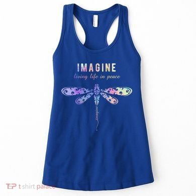 Imagine Boho Dragonfly Tee 60s 70s Retro Groovy Hippy Vibes Funny Gift Women's Tank Top