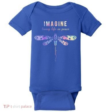 Imagine Boho Dragonfly Tee 60s 70s Retro Groovy Hippy Vibes Funny Gift Baby Bodysuit