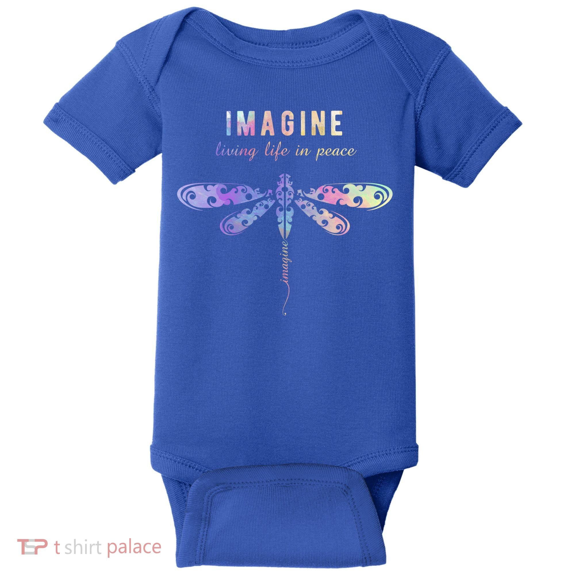 Imagine Boho Dragonfly Tee 60s 70s Retro Groovy Hippy Vibes Funny Gift Baby Bodysuit
