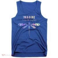 Imagine Boho Dragonfly Tee 60s 70s Retro Groovy Hippy Vibes Funny Gift Tank Top thumb 0