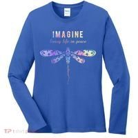 Imagine Boho Dragonfly Tee 60s 70s Retro Groovy Hippy Vibes Funny Gift Women's Long Sleeve Shirt thumb 0