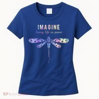 Imagine Boho Dragonfly Tee 60s 70s Retro Groovy Hippy Vibes Funny Gift Women's T-Shirt thumb 0