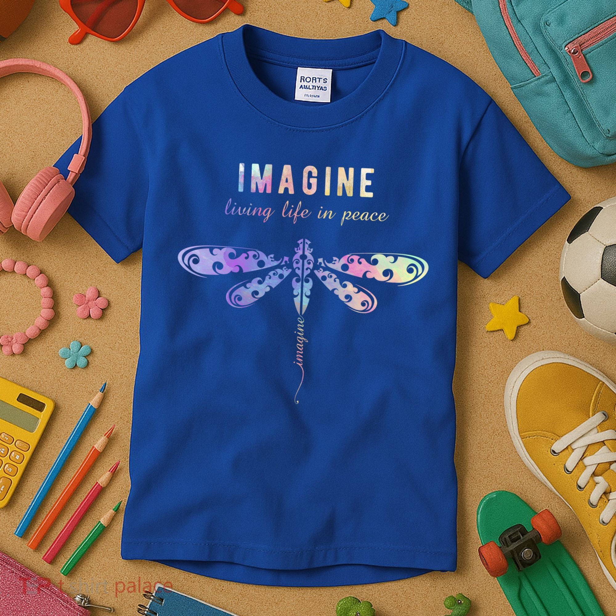 Imagine Boho Dragonfly Tee 60s 70s Retro Groovy Hippy Vibes Funny Gift Kids T-Shirt