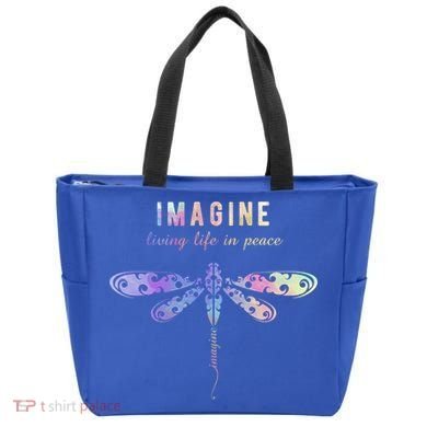 Imagine Boho Dragonfly Tee 60s 70s Retro Groovy Hippy Vibes Funny Gift Tote Bag