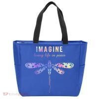Imagine Boho Dragonfly Tee 60s 70s Retro Groovy Hippy Vibes Funny Gift Tote Bag thumb 0