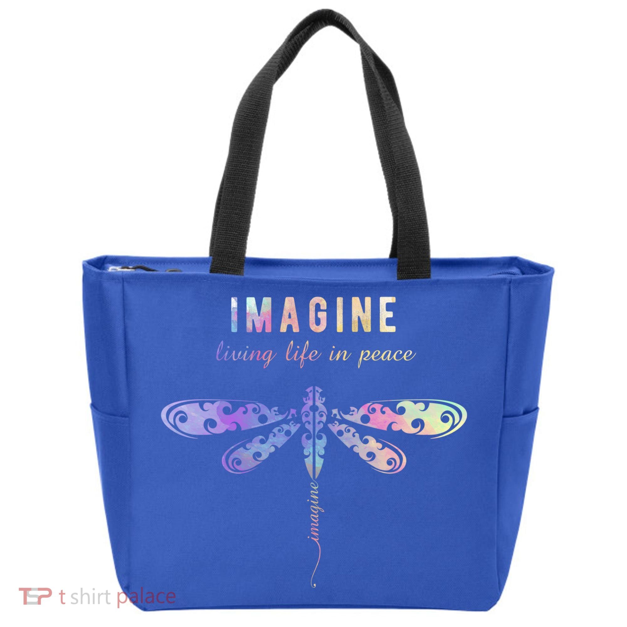 Imagine Boho Dragonfly Tee 60s 70s Retro Groovy Hippy Vibes Funny Gift Tote Bag