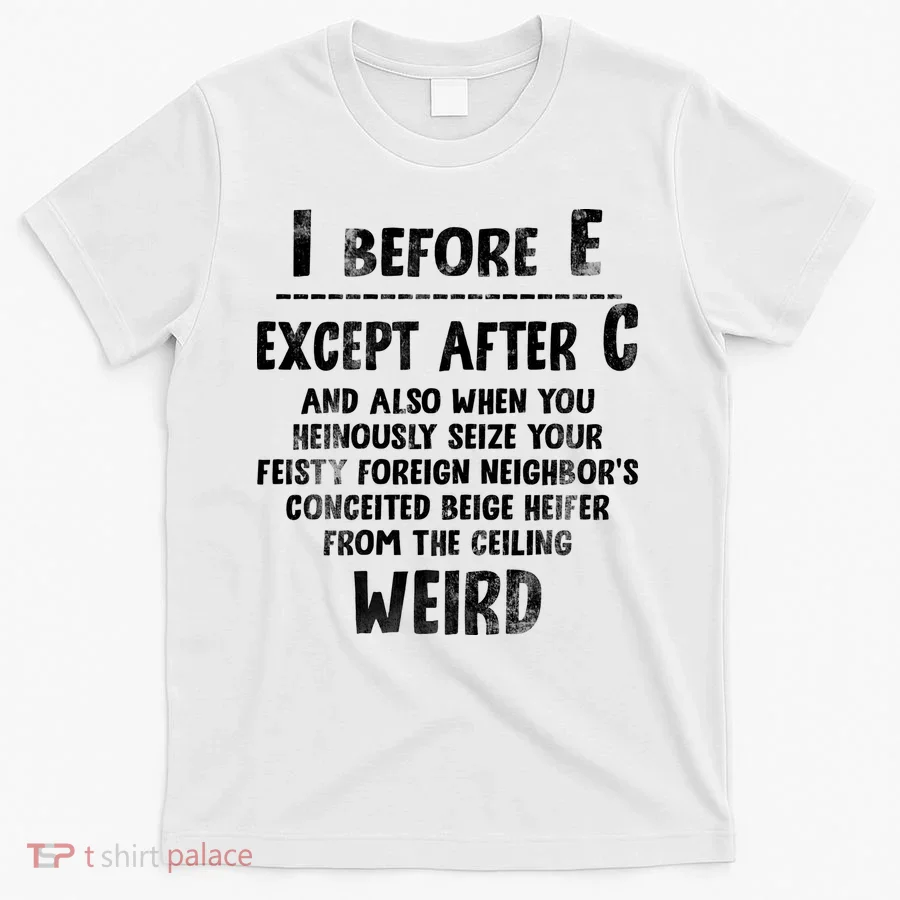 I Before E Except After C Weird Funny Gift For Hobby Writers Authors T-Shirt