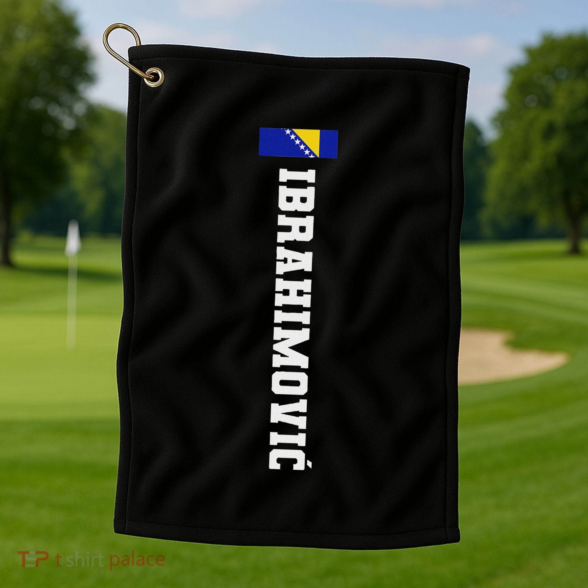 Ibrahimovic Bosnia Flag Last Name Coat Of Arm Emblem Crest Golf Towel