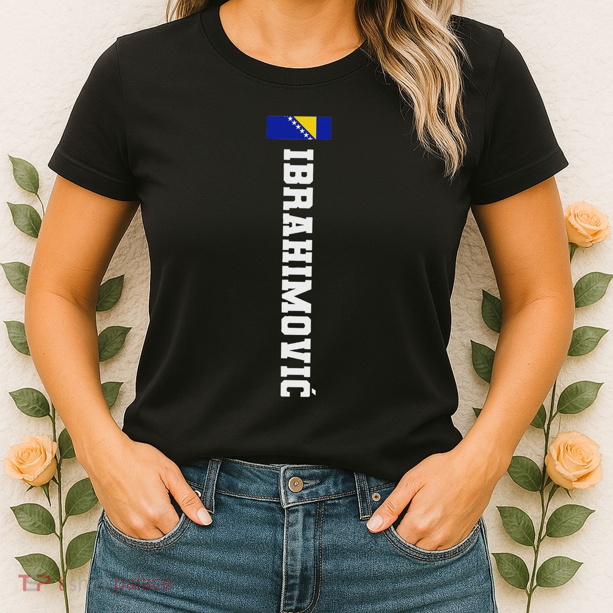 Ibrahimovic Bosnia Flag Last Name Coat Of Arm Emblem Crest Women's T-Shirt