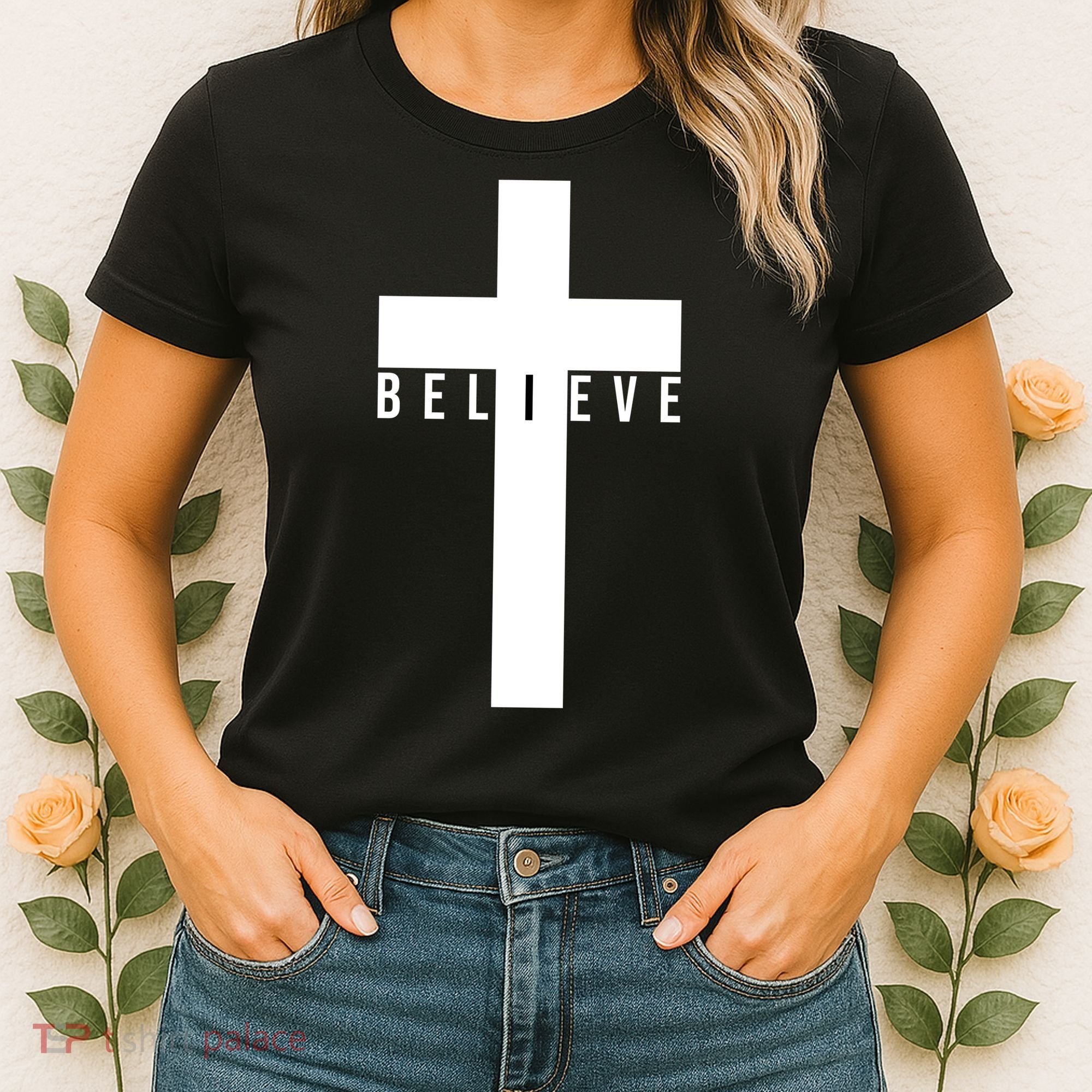 I Believe Faith Christian Cross Women's T-Shirt