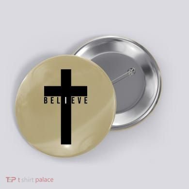 I Believe Faith Christian Cross Button