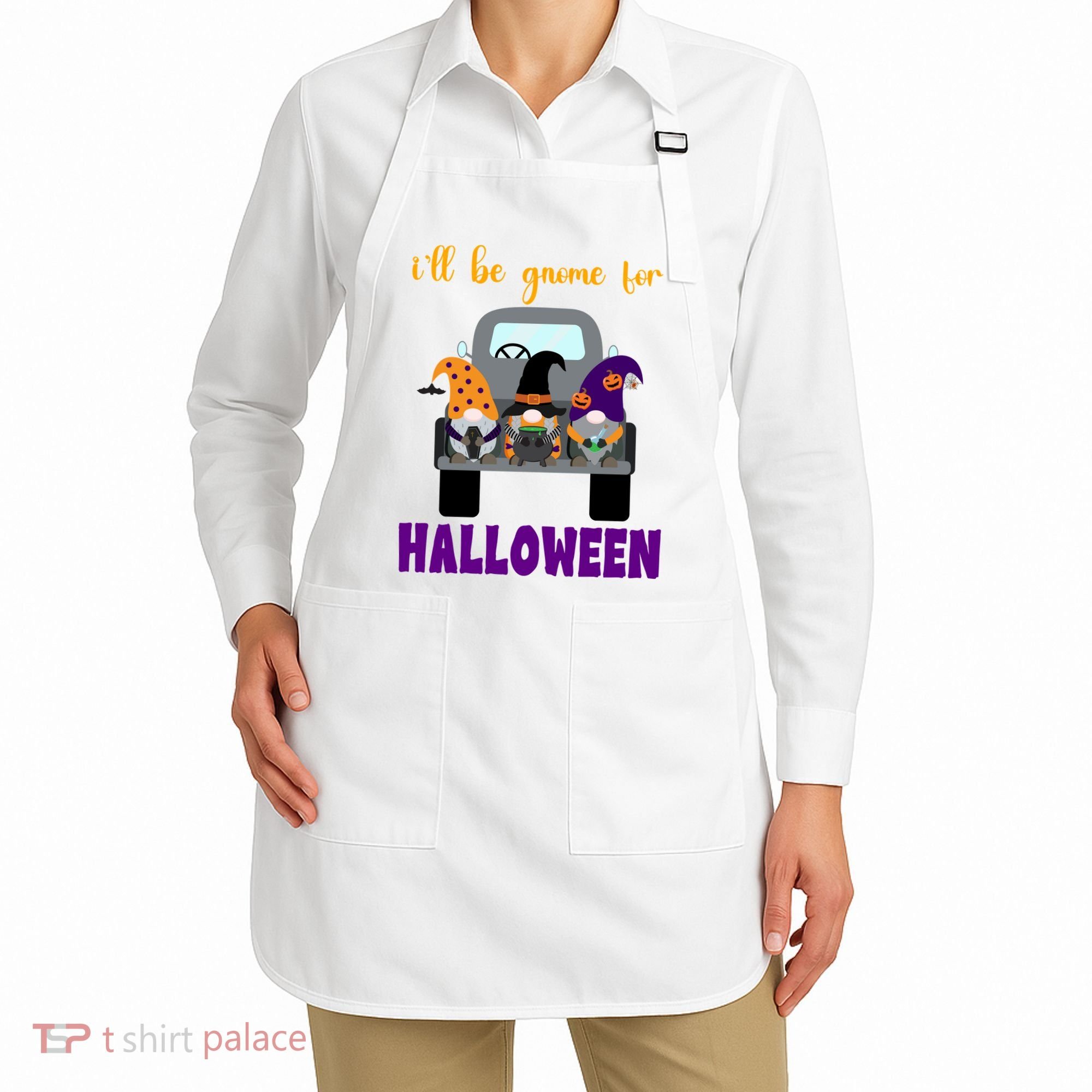 Ill Be Gnome For Halloween Cute Festive Apron