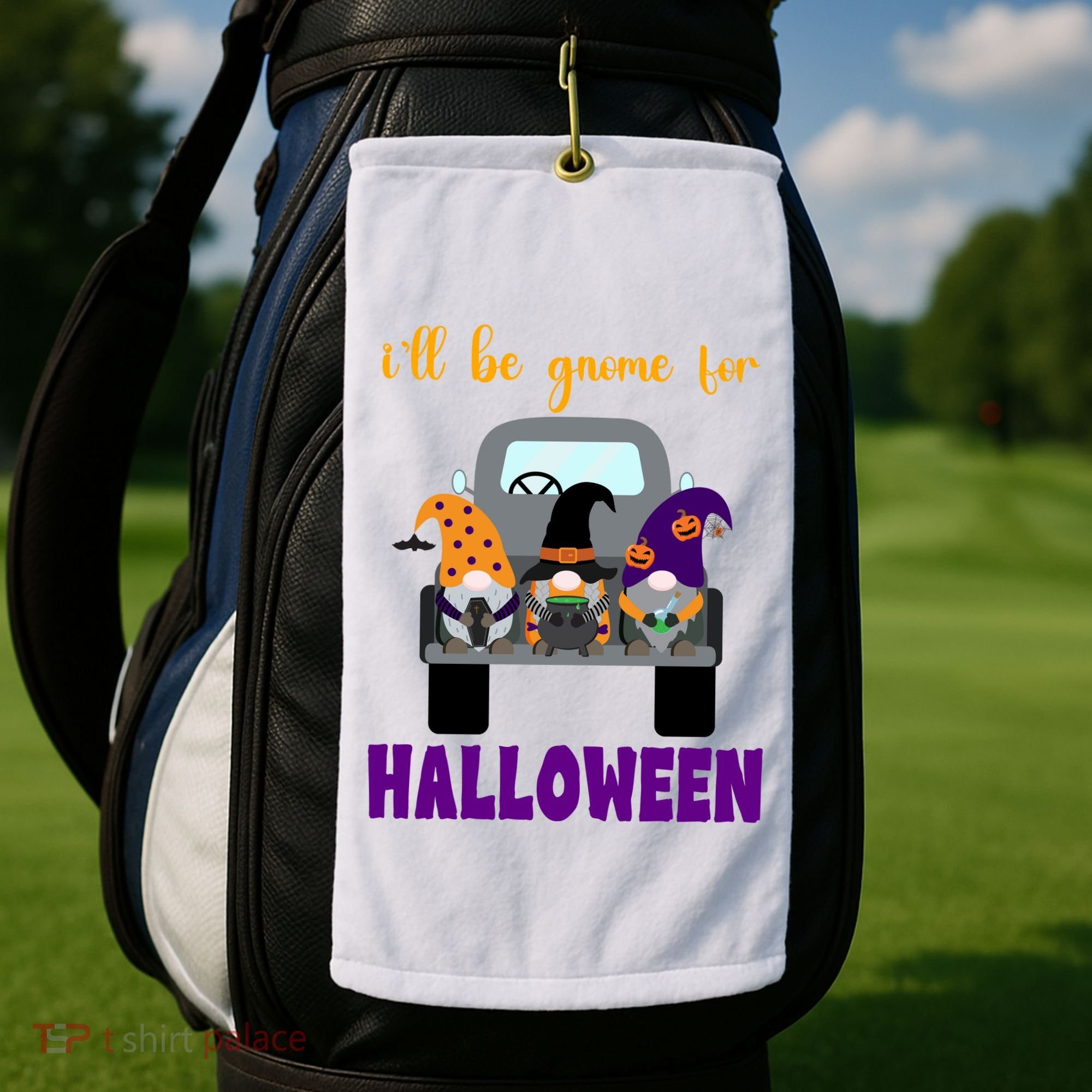 Ill Be Gnome For Halloween Cute Festive Golf Towel