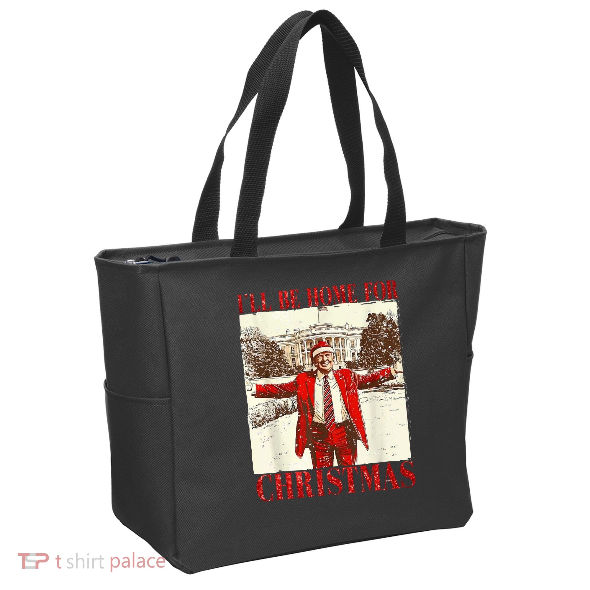 Ill Be Home For Christmas Santa Trump Funny Holiday Tote Bag