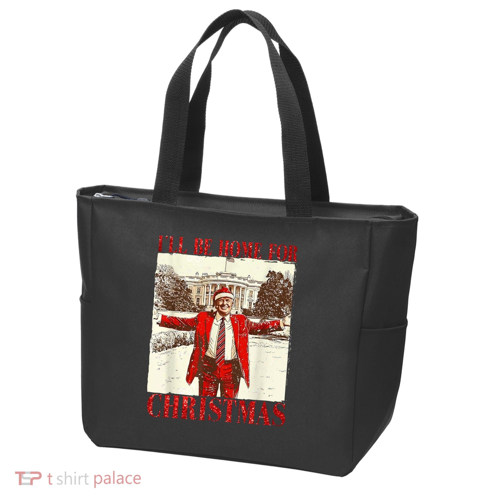 Ill Be Home For Christmas Santa Trump Funny Holiday Tote Bag