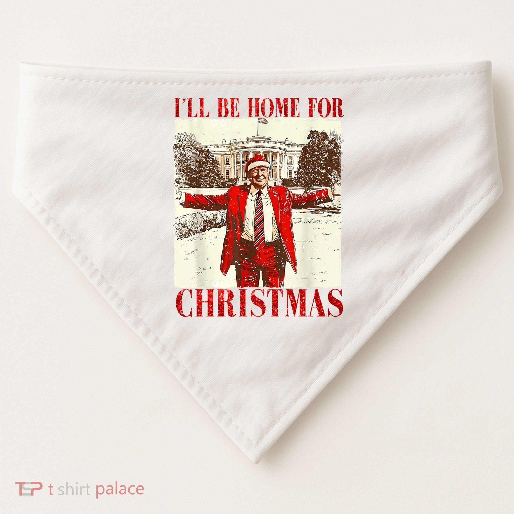 Ill Be Home For Christmas Santa Trump Funny Holiday USA-Made Doggie Bandana